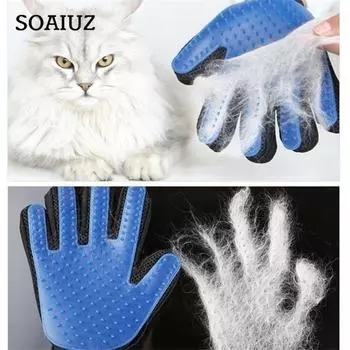 Щетка для собак, перчатка для удаления линьки, нежная и эффективная перчатка для ухода за домашними животными, кошками, перчатки для чистки кошек, ванна для собак Left розовый