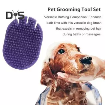 Щетка для собак, щетка для купания домашних животных, двухсторонняя щетка для волос для собак с эргономичной ручкой, инструмент для ухода за собаками, массажная щетка фиолетовый