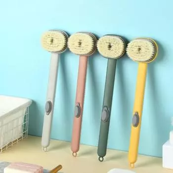 Щетка для спины, встроенный резервуар для хранения геля для душа, приятный для кожи массаж, 4 цвета, щетка для сухой чистки тела, щетка для ванны для ванной комнаты серый