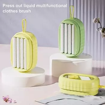 Щетка для стирки бытового моющего средства, нажимная, удобная, с ручкой-распределителем для жидкости, ванна зелёный