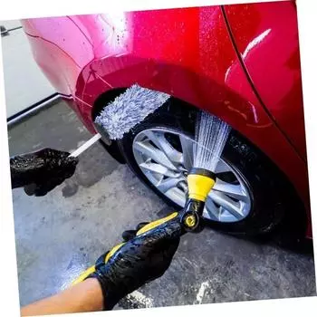 Щетка для ступицы, щетка для чистки колес автомобиля, щетка для мытья колес из микрофибры, щетка для мытья колес с длинной ручкой, волокно, похожее на шерсть 44x5x5cm серый