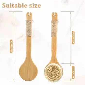 Щетка для тела, щетка для спины, щетка для душа, бамбуковое дерево, длинная ручка, натуральная щетина 40cm
