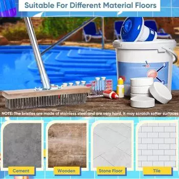 Щетка для террасы с деревянной ручкой. Удобная ручка. Конструкция с жесткой щетиной. Широкое применение. Щетка для очистки пола. S