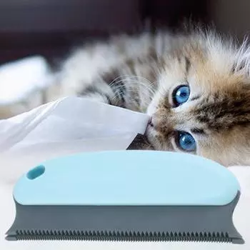 Щетка для удаления шерсти домашних животных | Детейлер для шерсти домашних животных с ручкой | Удаитель катышков из шерсти кошек и собак One Size синий