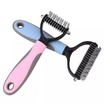 Щетка для удаления шерсти домашних животных, стрижка шерсти собак для спутанных длинных волос, щетка для удаления шерсти у кошек, инструмент для ухода за домашними животными L синий