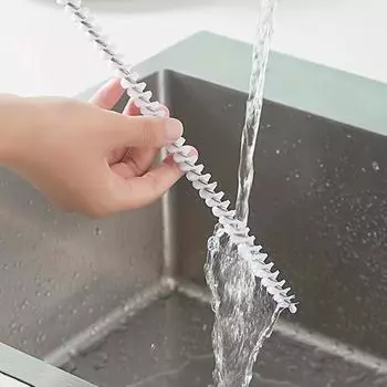 Щетка для удаления сливных засоров для кухни и ванной комнаты — инструмент для чистки с гибким металлическим валом для удаления волос и мусора, не требует электричества. белый