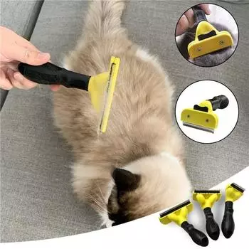 Щетка для удаления собачьей шерсти, расчески, мягкая ручка, триммер для домашних животных, инструменты для ухода за животными, съемная машинка для стрижки S жёлтый