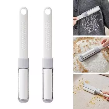 Щетка для удаления волос 2-в-1, валик для удаления ворса с нескользящей ручкой, высокоэффективная щетка для удаления ворса с одежды, щетка для чистки меха животных белый