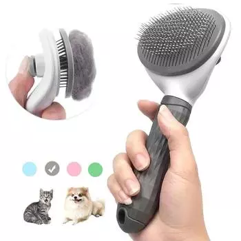Щетка для удаления волос с домашними животными, щетка для собак, расческа для кошек, инструменты для ухода за животными, аксессуары для собак, товары для кошек, массажная расческа из нержавеющей стали серый