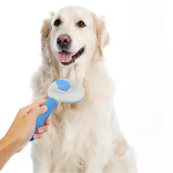 Щетка для удаления волос с домашними животными, расческа для собачьей шерсти, нержавеющая сталь, автоматическая расческа для выцветания волос, расческа для кошек, товары для ухода за домашними животными серый