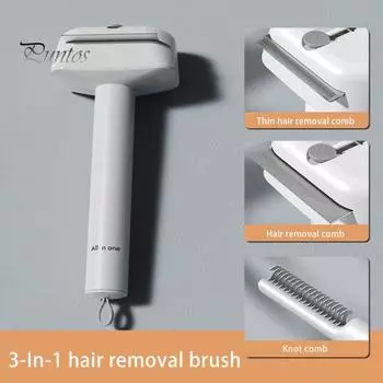 Щетка для ухода за домашними животными 3-в-1 Расческа для удаления шерсти домашних животных с металлической расческой Щетка для расчесывания шерсти Расческа для подшерстка с функцией массажа Длинные короткие волосы белый