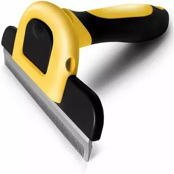 Щетка для ухода за домашними животными и инструмент для удаления линьки для собак, кошек/лошадей, с короткой и длинной шерстью 1pc жёлтый