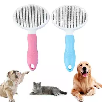 Щетка для ухода за домашними животными, собаками и кошками, самоочищающаяся щетка, массажная расческа для волос розовый