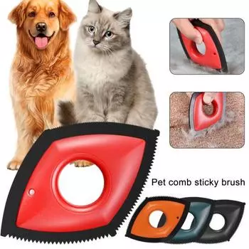 Щетка для ухода за кошками, легко очищается, эргономичная ручка с отверстием, экономит труд, собаки, кошки, короткие длинные волосы красный