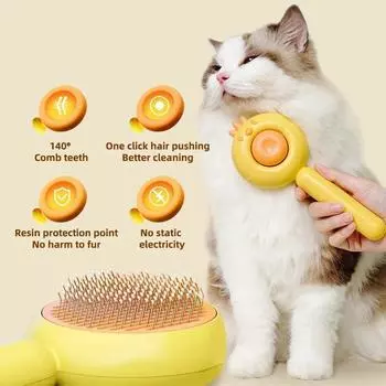 Щетка для ухода за кошками, расческа для цыплят, расческа для кошек, расческа для собак, расческа для удаления пуха, массажный ряд, резак для узелков на шерсти домашних животных жёлтый