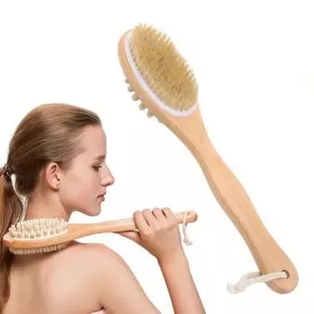 Щетка для ухода за кожей с деревянной ручкой, многофункциональная, удобная для рук, щетка для тела с натуральной щетиной из сизаля A