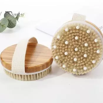 Щетка для ухода за кожей с деревянной ручкой, многофункциональная, удобная для рук, щетка для тела с натуральной щетиной из сизаля A