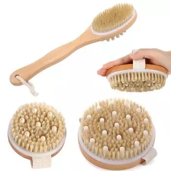 Щетка для ухода за кожей с деревянной ручкой, многофункциональная, удобная для рук, щетка для тела с натуральной щетиной из сизаля A