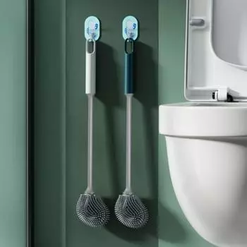 Щетка для унитаза для гольф-клуба с длинной ручкой, мягкая щетина из TPR, подвесное отверстие, без мертвых углов, очиститель для унитаза, скребок, принадлежности для ванной комнаты чёрный