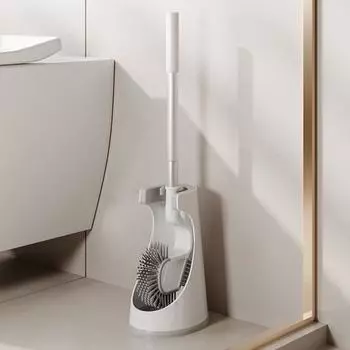 Щетка для унитаза с длинной ручкой, силиконовая щетина, съемная щетка для унитаза, щетка для чистки ванной комнаты белый