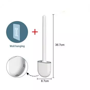 Щетка для унитаза Силиконовый очиститель для туалета Щетка для унитаза без мертвых Щетка для чистки унитаза Гибкая щетка с мягкой щетиной и плоской головкой с держателем 01 белый