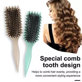 Щетка для вьющихся волос с мягкой щетиной, массаж головы для женщин и девочек, определяющая форму локонов, распутывающая расческа для укладки, парикмахерский инструмент зелёный