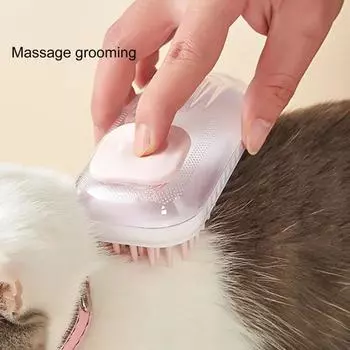 Щетка для ванны для домашних животных для глубокой чистки и комфортного ухода за шерстью, мягкая пенящаяся щетина с ручкой, принадлежности для собак и кошек серый