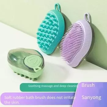 Щетка для ванны для домашних животных, массажная щетка в форме маго, силиконовая мягкая многоразовая щетка для хранения шампуня, щетка-скруббер, щетка для мыла для ухода за душем B фиолетовый