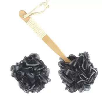 Щетка для ванны, нескользящий шарик для душа, бамбуковое волокно, длинная ручка, скребок для спины, инструмент для чистки ванн