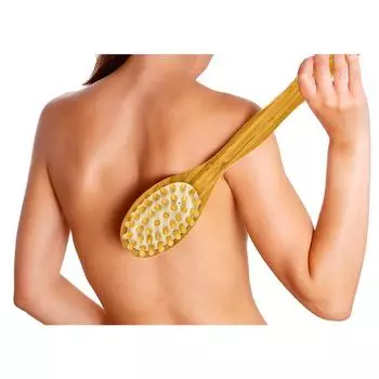 Щетка для ванны с длинной ручкой для отшелушивания кожи и борьбы с целлюлитом, бамбуковая щетка для ванны, щетка для душа, чистка сухой кожи, скребок для спины