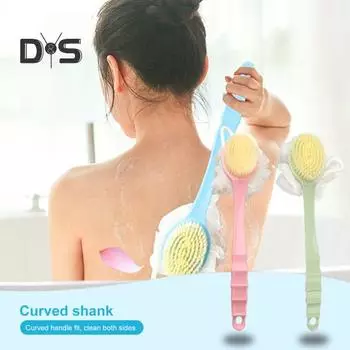 Щетка для ванны с длинной ручкой и обильными пенными шариками, мягкая щетина для тела, 2 в 1, скребок для спины, самоочищающийся инструмент для ванны розовый