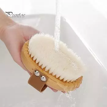 Щетка для ванны с ручкой из бука, мягкая нейлоновая щетина, бережное отшелушивание, подвесная конструкция, щетка для душа, аксессуары для ванной светло-коричневого