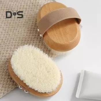 Щетка для ванны с ручкой из бука, мягкая нейлоновая щетина, бережное отшелушивание, подвесная конструкция, щетка для душа, аксессуары для ванной светло-коричневого