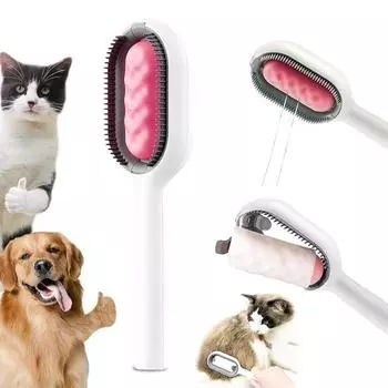 Щетка для воды для кошек и собак, щетка для купания кошек, щетка для чистки кошек 2 в 1, расческа для влажной кошки, расческа для удаления шерсти домашних животных с резервуаром для воды, липкая щетка для кошек синий