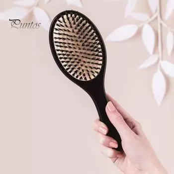 Щетка для волос без шампуня с эргономичной деревянной ручкой, массаж кожи головы, портативная мужская и женская расческа для распутывания волос, женские инструменты для укладки чёрный