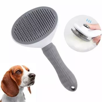 Щетка для волос для собак, расческа для кошек, уход и уход за кошками, щетка из нержавеющей стали, расческа для длинных волос, чистка собак, аксессуары для собак серый