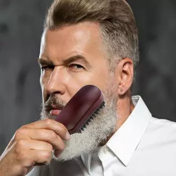 Щетка для волос из натуральной щетины кабана, антистатическая насадка для массажа кожи головы, бороды из темного дерева 1Pc