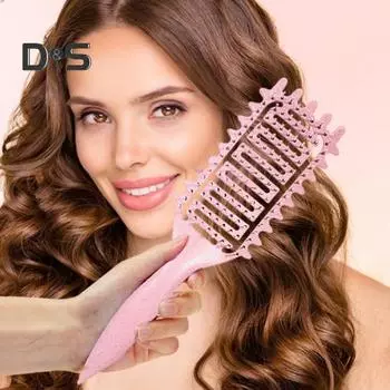 Щетка для волос, определяющая кудри, вентилируемая щетка для массажа кожи головы, расческа на воздушной подушке, расческа для формирования вьющихся волос, распутывающая щетка для укладки, женский парикмахерский инструмент бежевый