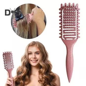 Щетка для волос с мягкой щетиной, массажная для кожи головы, женская вентилируемая расческа для вьющихся волос, расческа для укладки волос, парикмахерский инструмент для девочек фиолетовый