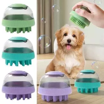 Щетка для волос с мягкой щетиной, щетка для шампуня для домашних животных, влажная сухая собачья шерсть двойного назначения зелёный