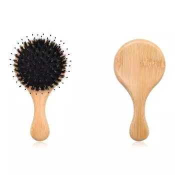 Щетка для волос с щетиной кабана, массажная расческа, антистатическая расческа для волос и кожи головы, расческа для укладки, распутывания, выпрямления, мини-расческа с воздушной подушкой жёлтый