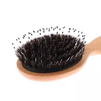 Щетка для волос с щетиной кабана, массажная расческа, антистатическая расческа для волос и кожи головы, расческа для укладки, распутывания, выпрямления, мини-расческа с воздушной подушкой коричневый