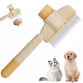 Щетка для вычесывания шерсти 2 в 1 для длинношерстных собак и кошек — двусторонний инструмент для груминга с массажными насадками и функцией улавливания шерсти Товары для домашних животных One Size зелёный