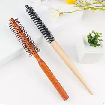 Щетка для завивки волос / Мини-круглая деревянная профессиональная / Инструмент для укладки / Роликовые расчески / Круглая