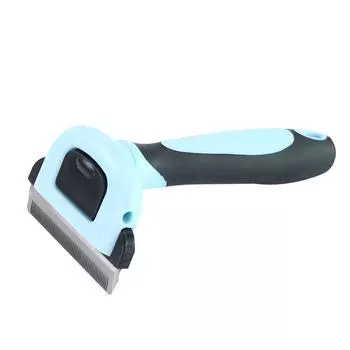 Щетка для жениха домашних животных эффективно уменьшает выпадение до 95% и удаляет спутанные волосы. Профессионал L синий