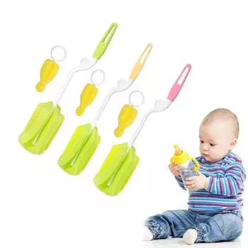 Щетка-губка для мытья детских бутылочек, вращающаяся на 360 градусов, щетка для мытья бутылочек, щетка для поилок