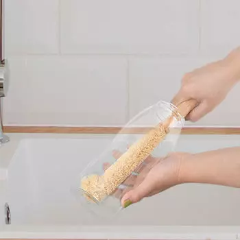 Щетка из кокосового волокна для бутылок, многофункциональная ручная портативная щетка для чистки чашек с деревянной ручкой 24cmx5cm