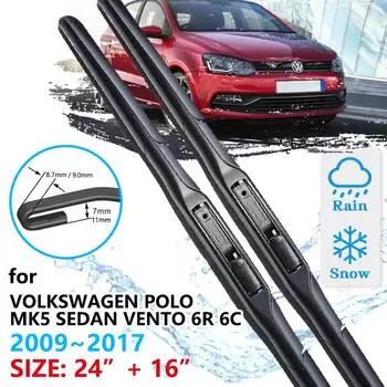 Щетка переднего стеклоочистителя автомобиля для Volkswagen POLO MK5 Sedan Vento 6R 6C 2009 ~ 2017, стеклоочистители, аксессуары для окон Left Hand Drive