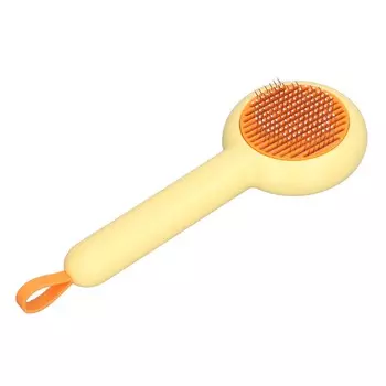 Щетка-пуходерка для домашних животных, самоочищающаяся, противоскользящая, для удаления шерсти одним щелчком, для кошек и собак жёлтый