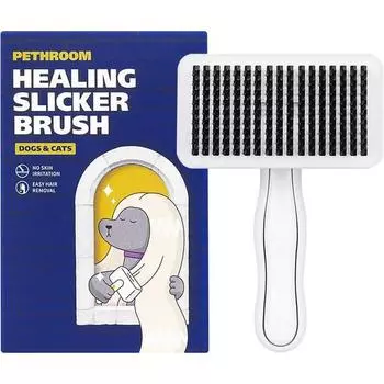 Щетка-пуходерка Pesrum Pet Healing Slicker 10 x 14,5 x 5 см, корейский шампунь для домашних животных
